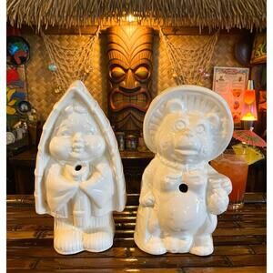 Vintage Benihana of Tokyo Japan Tanuki Bear Canoe Boy Collectible Tiki Mugs